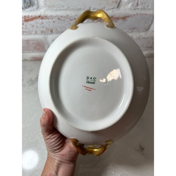 Antique Limoges D&C France L. Bernardaud & Co Covered Serving Dish Gold Accents - Picture 8 of 13